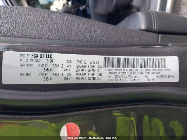 1C4RDHAG0JC316570 Dodge Durango Sxt Rwd