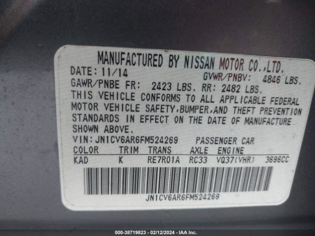 JN1CV6AR6FM524269 Infiniti Q40