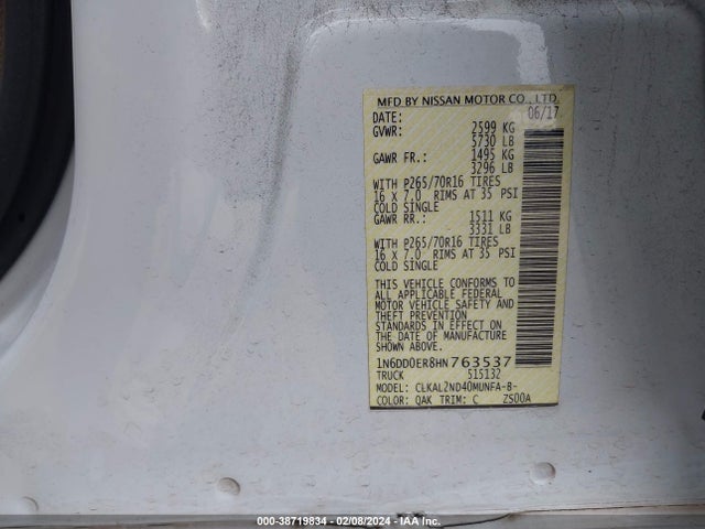 Nissan Frontier Sv 2017 1N6DD0ER8HN763537 Image 9