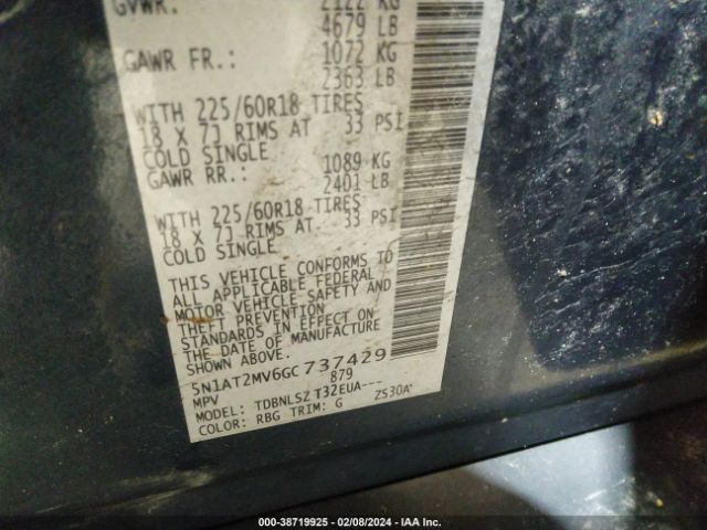 5N1AT2MV6GC737429 Nissan Rogue Sl