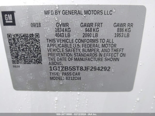 Chevrolet Malibu 1ls 2018 1G1ZB5ST8JF294292 Image 9