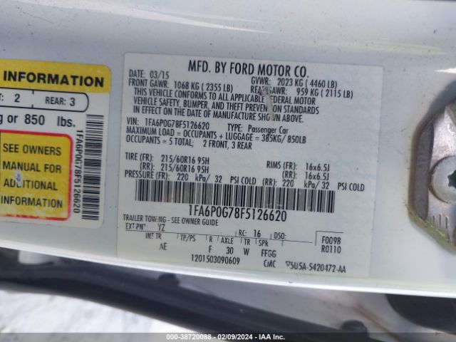 1FA6P0G78F5126620 Ford FUSION S