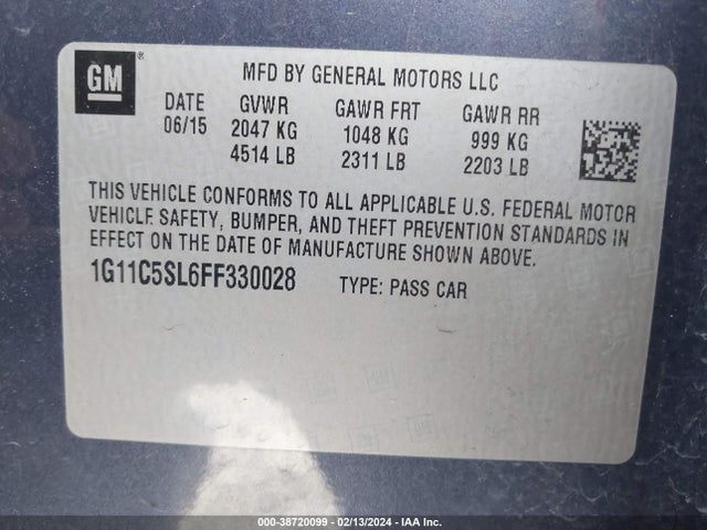 Chevrolet MALIBU 1LT 2015 1G11C5SL6FF330028 Image 9
