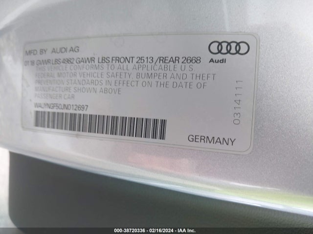 WAUYNGF50JN012697 Audi A5 2.0t Premium