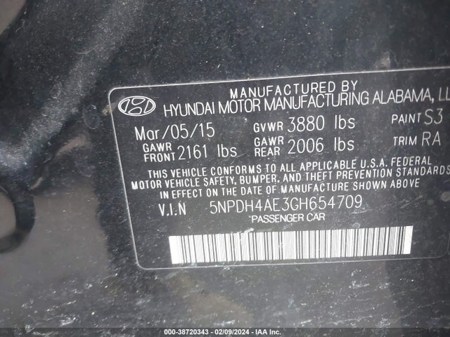 Hyundai ELANTRA SE 2016 5NPDH4AE3GH654709 Image 9