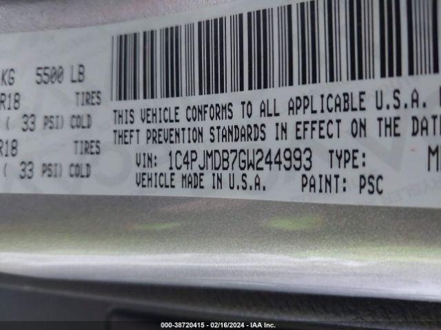 1C4PJMDB7GW244993 Jeep Cherokee Limited