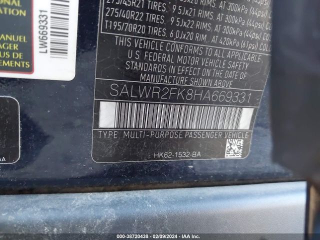 SALWR2FK8HA669331 Land Rover Range Rover Sport 3.0l V6 Turbocharged Diesel Hse Td6