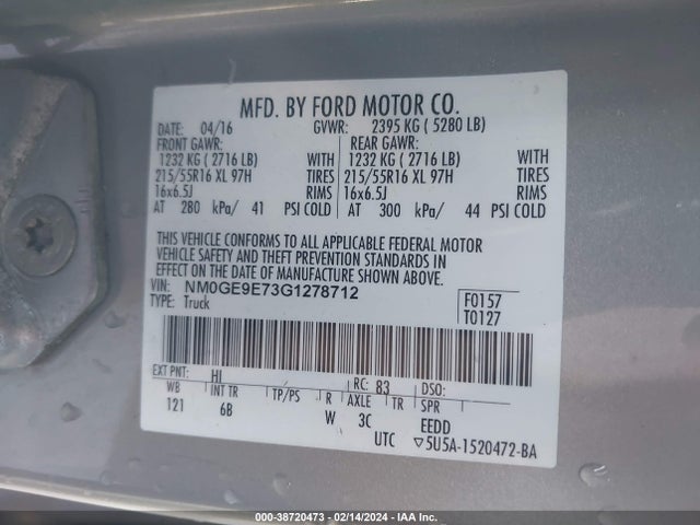 Ford Transit Connect Xl 2016 NM0GE9E73G1278712 Image 9
