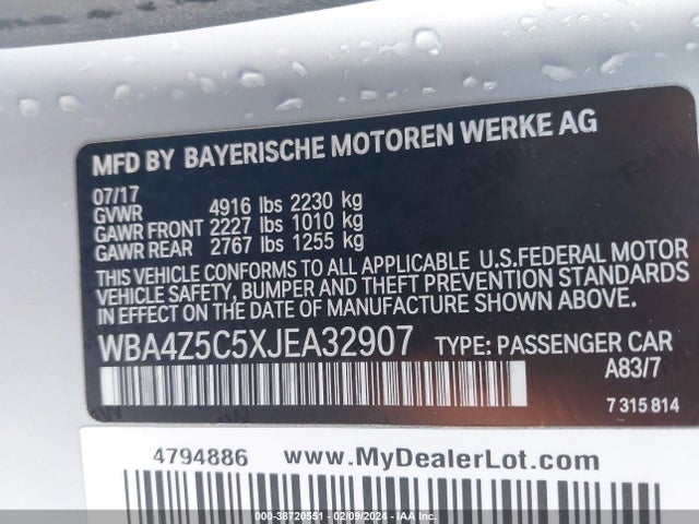 WBA4Z5C5XJEA32907 BMW 440I