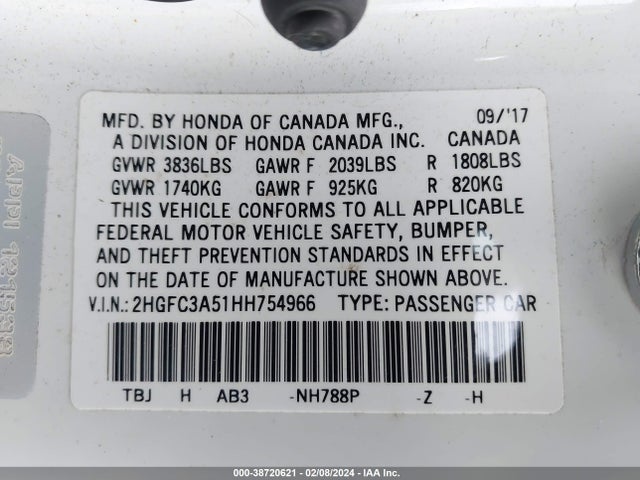 Honda CIVIC SI 2017 2HGFC3A51HH754966 Image 9