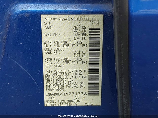 Nissan Frontier Sv 2014 1N6AD0EV7EN731738 Image 9