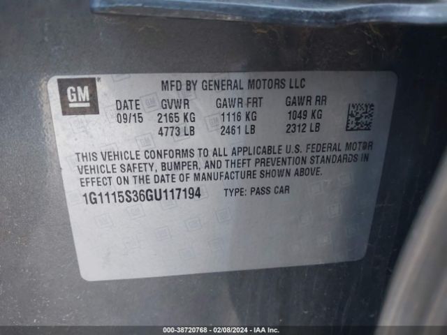 1G1115S36GU117194 Chevrolet Impala 2lt
