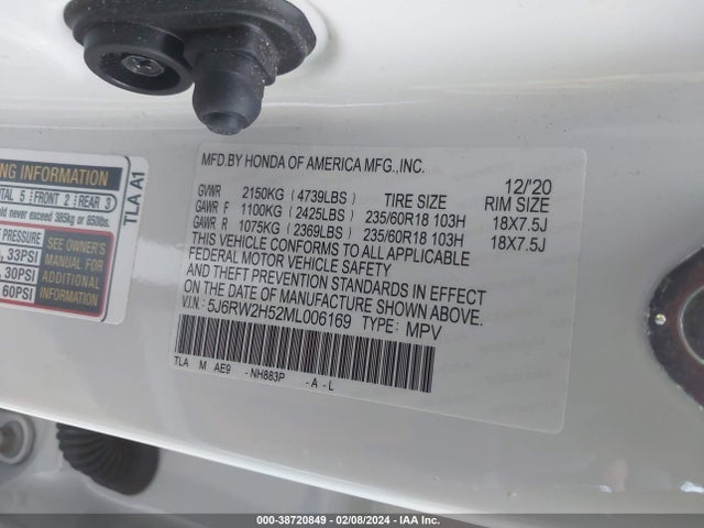 Honda Cr-v Awd Ex 2021 5J6RW2H52ML006169 Image 9