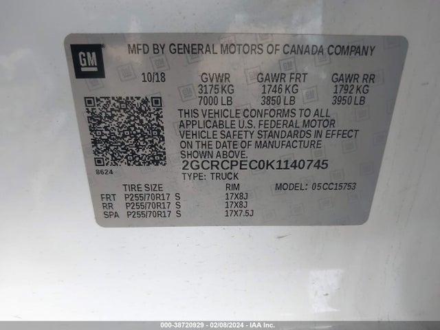 Chevrolet Silverado 1500 Ld Lt 2019 2GCRCPEC0K1140745 Image 9