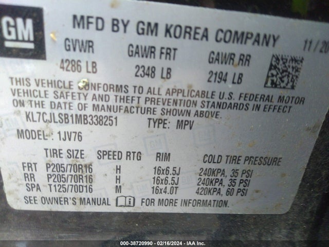 Chevrolet Trax Fwd Lt 2021 KL7CJLSB1MB338251 Image 9