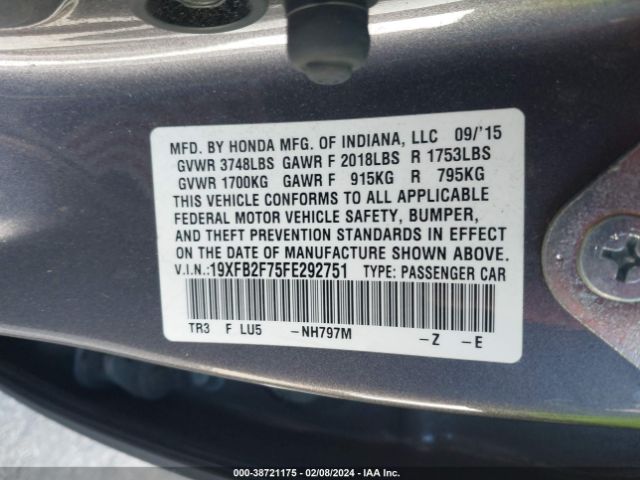 19XFB2F75FE292751 Honda CIVIC SE