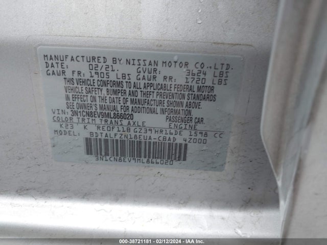 Nissan Versa Sv Xtronic Cvt 2021 3N1CN8EV9ML866020 Image 9