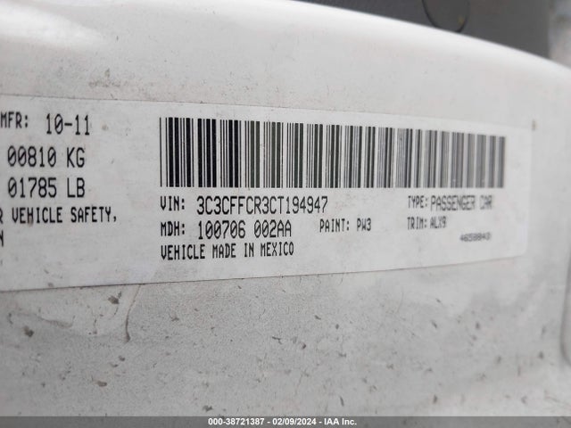 2012 FIAT 500 3C3CFFCR3CT194947 Photo 8