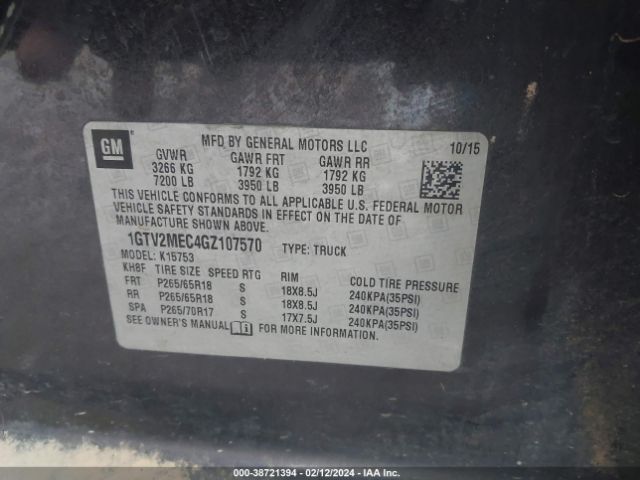 1GTV2MEC4GZ107570 GMC Sierra 1500 Sle