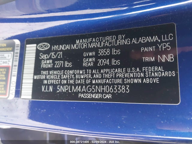 Hyundai ELANTRA SEL 2022 5NPLM4AG5NH063383 Image 9