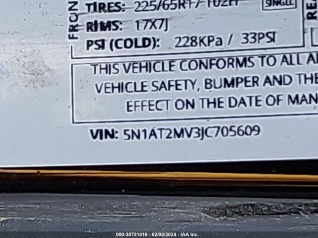 5N1AT2MV3JC705609 Nissan Rogue S/sl/sv
