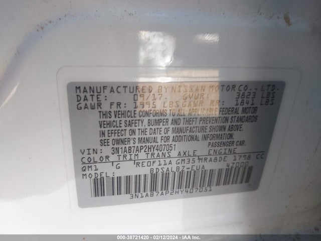 Nissan SENTRA S 2017 3N1AB7AP2HY407051 Image 9
