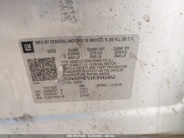 Chevrolet EQUINOX LS 2019 3GNAXHEV1KS541662 Image 9