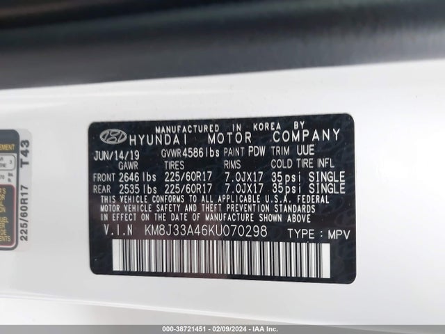 Hyundai Tucson Value 2019 KM8J33A46KU070298 Image 9