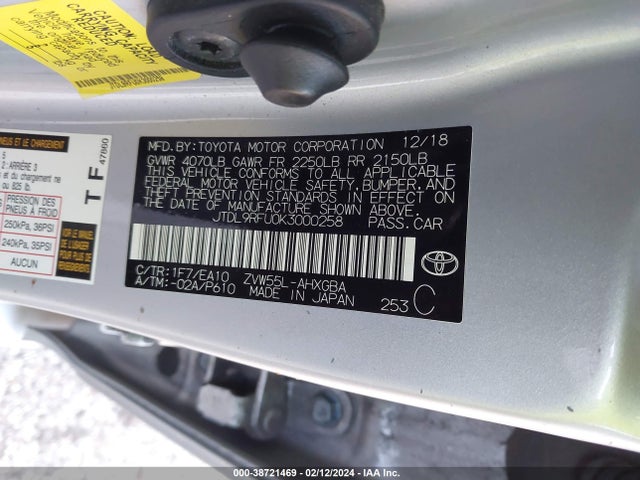 Toyota PRIUS XLE 2019 JTDL9RFU0K3000258 Image 9