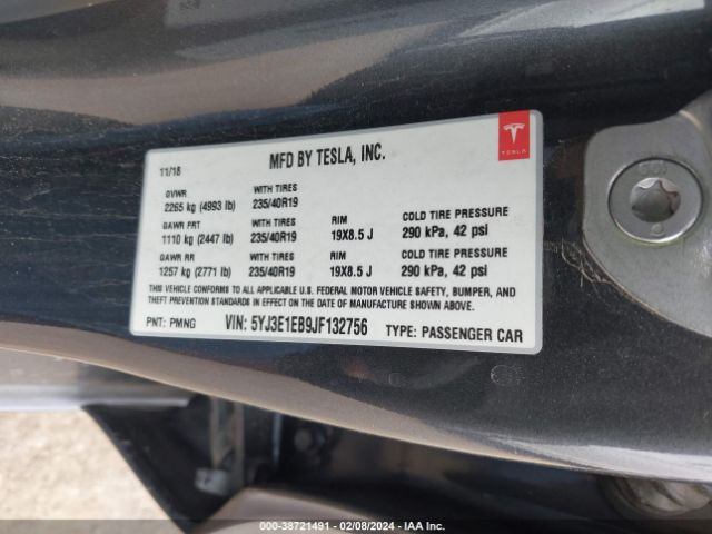 5YJ3E1EB9JF132756 Tesla Model 3 Long Range/performance