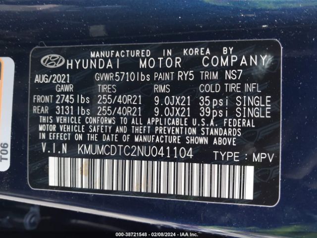 KMUMCDTC2NU041104 Genesis Gv70 3.5t Awd Sport
