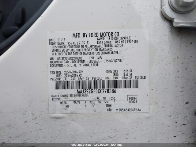 Ford Ecosport Se 2019 MAJ3S2GE5KC278386 Image 9