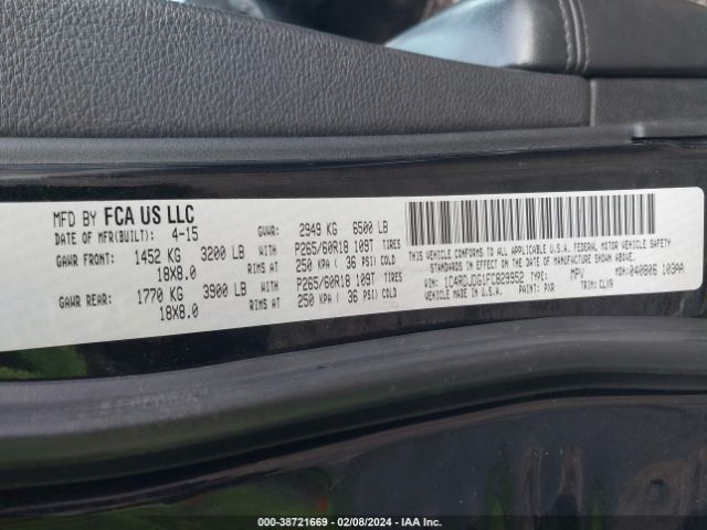 1C4RDJDG1FC829952 Dodge DURANGO LIMITED