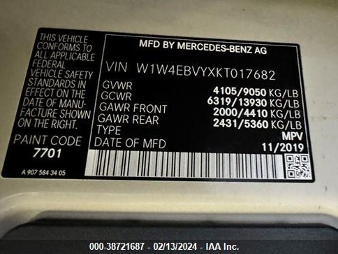 Mercedes-Benz om642 2019 W1W4EBVYXKT017682 Image 49