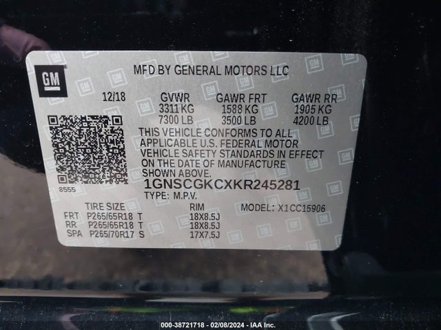 Chevrolet Suburban Ls 2019 1GNSCGKCXKR245281 Image 9