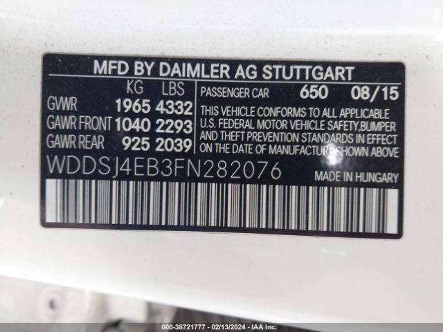 WDDSJ4EB3FN282076 Mercedes-Benz CLA 250