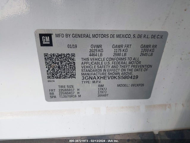 Chevrolet EQUINOX LS 2019 3GNAXHEV0KS580419 Image 9