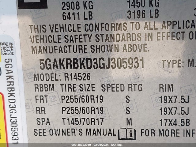 Buick Enclave Leather 2016 5GAKRBKD3GJ305931 Image 9
