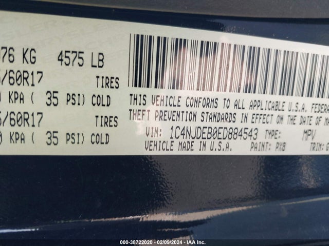 Jeep Compass Latitude 2014 1C4NJDEB0ED884543 Image 9