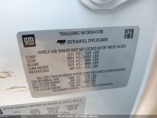 GMC Sierra 1500 4wd  Short Box At4x 2023 3GTUUFEL7PG353885 Image 9