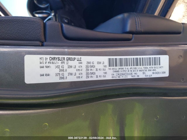 2012 JEEP GRAND CHEROKEE LAREDO VIN: 1C4RJEAG4CC314105