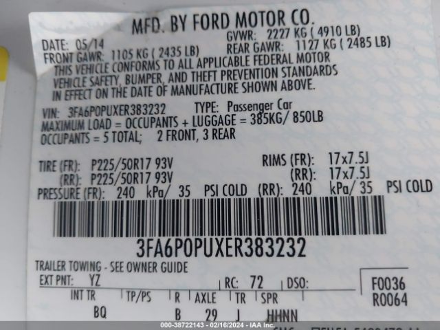 3FA6P0PUXER383232 Ford Fusion Energi Se Luxury