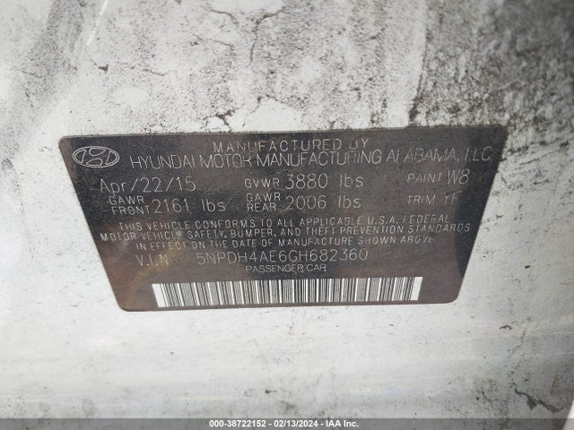 Hyundai Elantra Value Edition 2016 5NPDH4AE6GH682360 Image 9