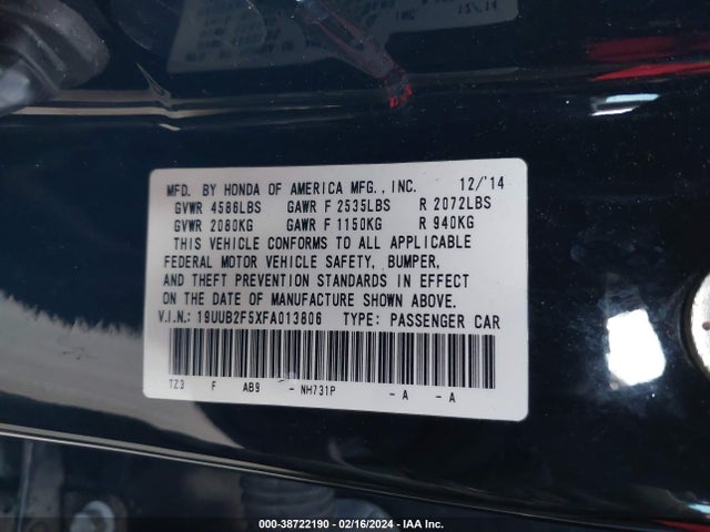 19UUB2F5XFA013806 Acura Tlx V6 Tech