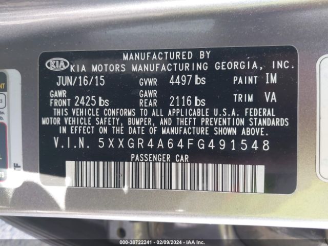 5XXGR4A64FG491548 KIA Optima Sx Turbo