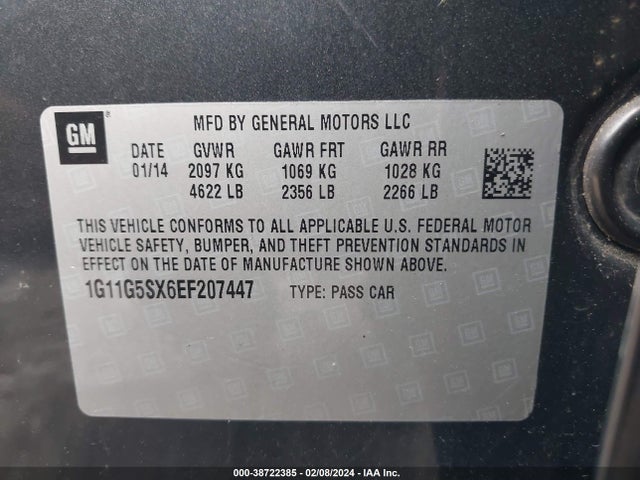 Chevrolet Malibu 3lt 2014 1G11G5SX6EF207447 Image 9