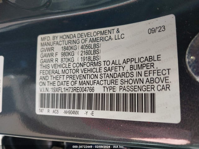 Honda Civic Ex-l 2024 19XFL1H73RE004766 Image 9