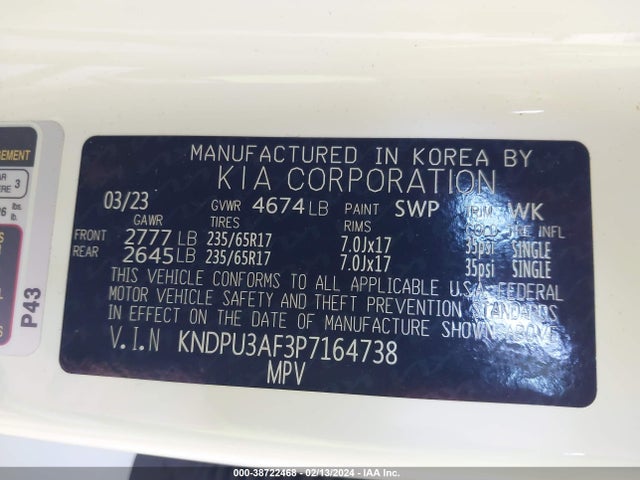 2023 KIA SPORTAGE LX VIN: KNDPU3AF3P7164738