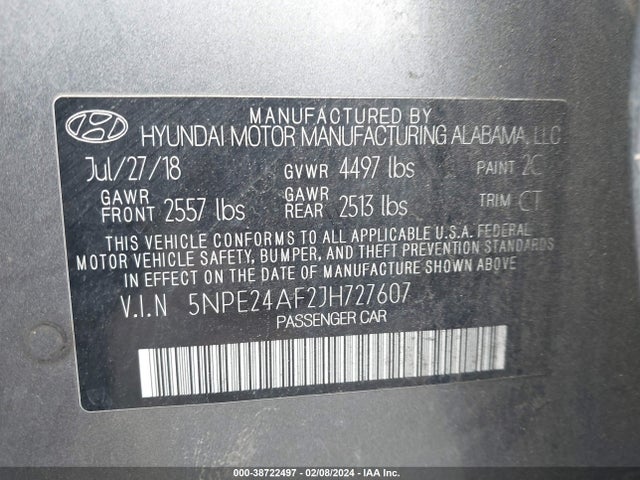 Hyundai SONATA SE 2018 5NPE24AF2JH727607 Image 9