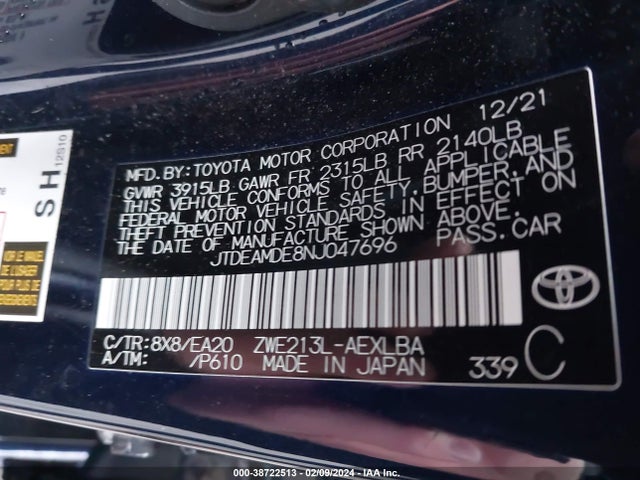 Toyota Corolla Hybrid Le 2022 JTDEAMDE8NJ047696 Image 25